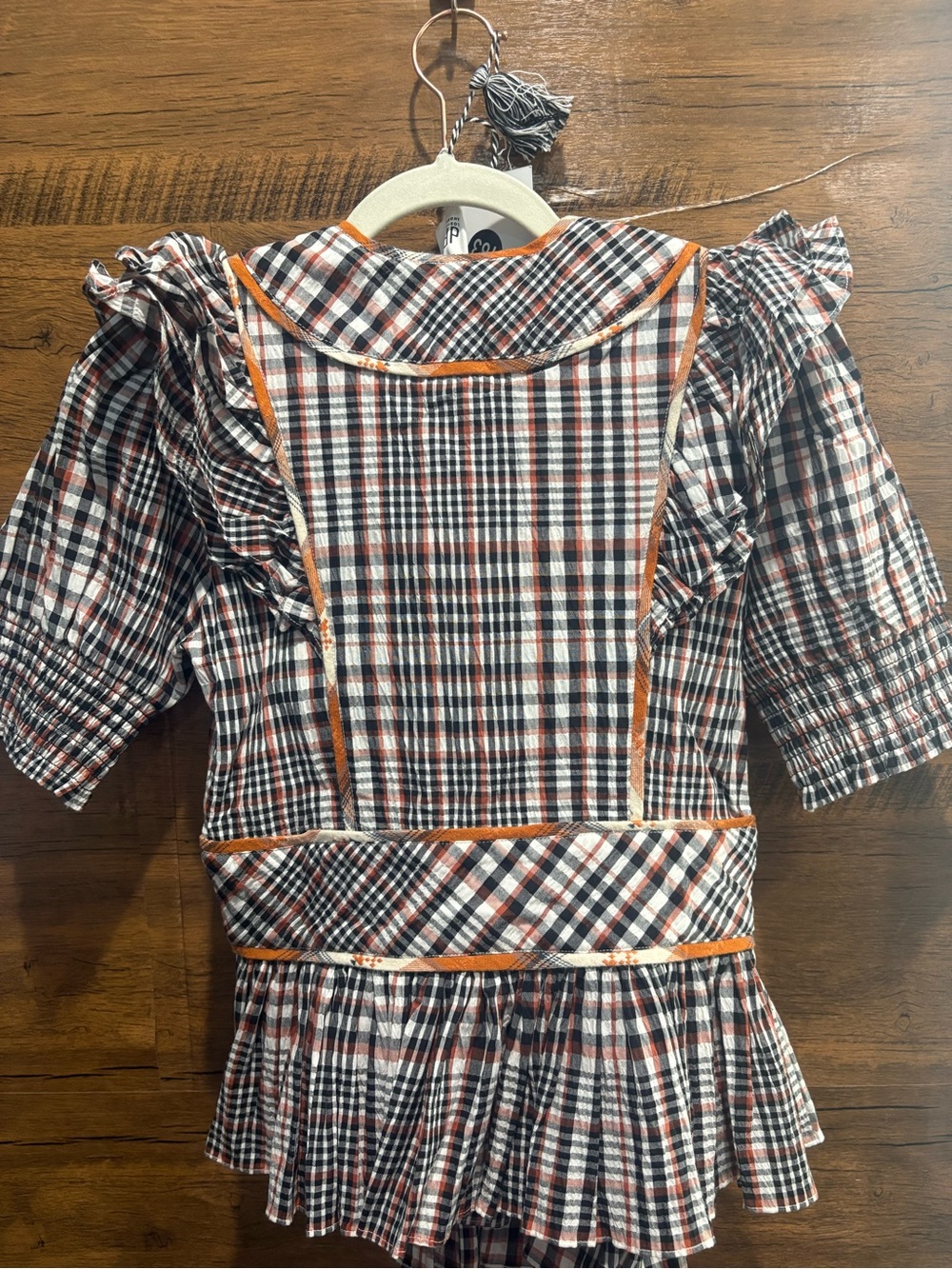 dRA Clothing Zoe Top Peplum Autumn Madres Plaid Blouse - Picture 10 of 11